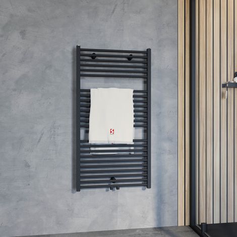 Schulte Designheizkörper Turbo mit Mittelanschluss, Farbe: Matt Schwarz, Größe: 113,5 x 60 cm