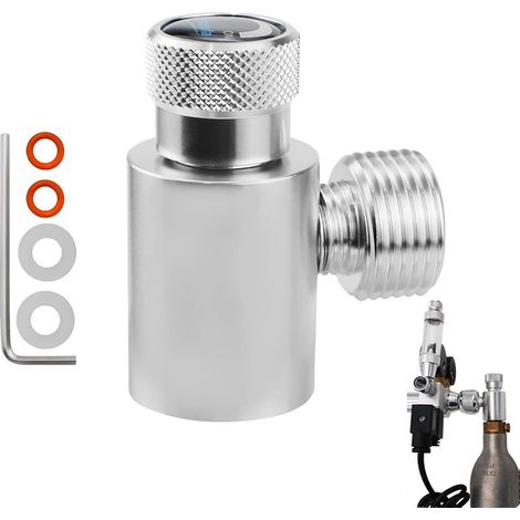 CO2-Flaschenadapter, CO2-Flaschenregler TR21.4 auf W21.8, CO2-Nachfüllung für SodaStream, CO2-Nachfüllflaschenadapter, für CO2-Anschlussset (Silber) (1/5)