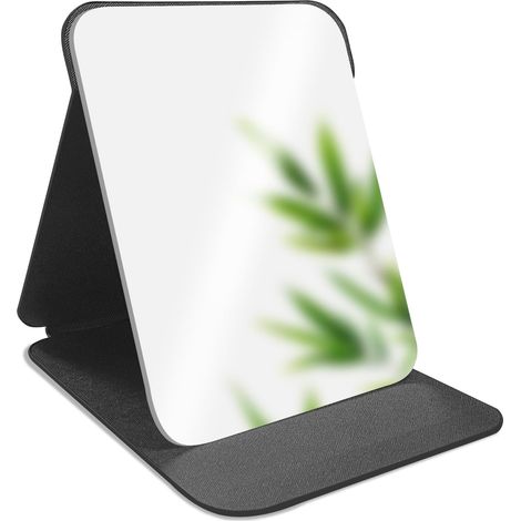 Miroir de Maquillage Pliable Portable, 25x18cm Miroir Pliable avec Cuir PU Convient pour Une Utilisation à Domicile et en Déplacement (Noir,25x18cm) (1/5)