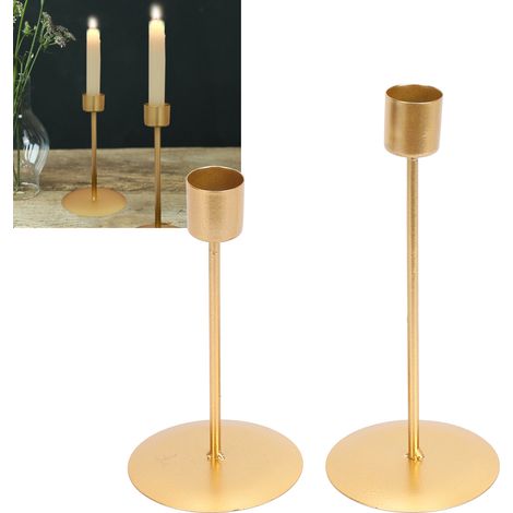Set aus 2 dekorativen Vintage-Kerzenständern aus Metall mit einem Kopf für Hochzeiten, Dinnerpartys und als Wohndekoration (gold) (1/5)