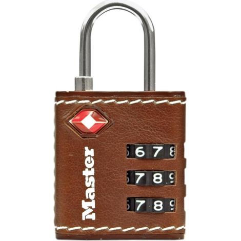 Master Lock 4692EURDBRN TSA Zahlenschloss, Braunes Leder, 5,5 x 3 x 2,6 cm