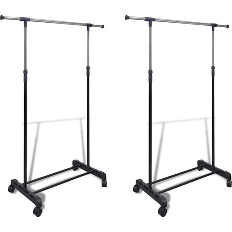 Portants à vêtements réglables, 2 pièces, acier inoxydable, 84-150 x 42 x 108-170 cm - PANGIVO (1/5)