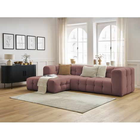 BOBOCHIC - Canapé d'angle fixe CLOUD Angle gauche Rose (1/5)