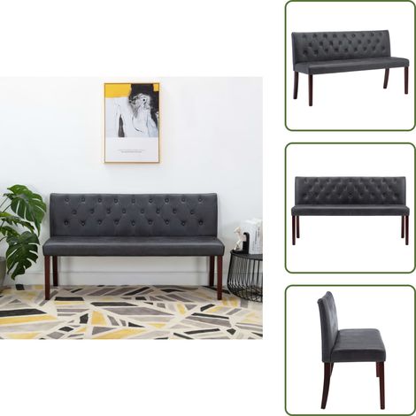 Banc 148,5 cm Gris Similicuir daim - Banc Retro - Banc Coffre - Banc Tissu - Meuble Salle À Manger - Chaise Confortable (1/5)