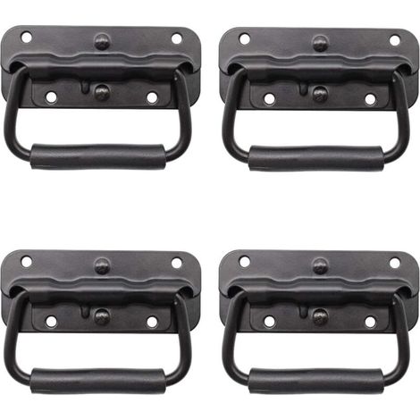 asas de caja, asas plegables de metal, asas de caja negras, asas de caja con resorte, asas de repuesto para caja de herramientas o caja de almacenamiento. (1/4)
