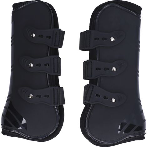 Bottes de jambe de cheval en néoprène PU, 2 pièces, protection réglable, sécurisée pour les tendons, pattes avant noires XL (1/5)