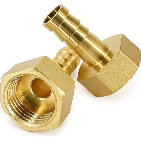 2 Pièces Thread Pipe Coupler Connector, Fittings Brass Fluted 10mm, Inner Hose Fitting, Heavy Duty Corrosion Resistant Threaded Fittings, for Garden Hose Plumbing (1/5)