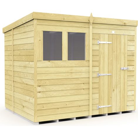 8 x 6 Feet Pent Shed - Single Door With Windows - Wood - L178 x W243 x H201 cm