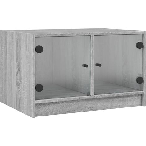 Maison Exclusive - Couchtisch mit Glastüren Grau Sonoma 68x50x42