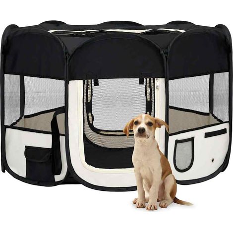 Parc pliable pour chiots avec sac de transport, noir, 110 x 110 x 58 cm