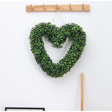 Guirlande En Forme De Coeur - Plantes Artificielles À Feuilles Vertes - Décoration Pour Porte D'Entrée Mur Mariage Intérieur - 1 Pièce (1/5)