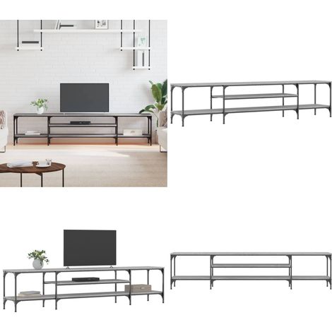 TV-Schrank Grau Sonoma 201x35x45 cm Holzwerkstoff & Eisen - TV Schrank - Industrieller Stil - Grau Sonoma - Regalboden - Holzwerkstoff - Home & Living (1/5)