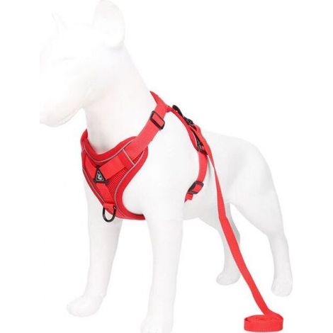 (L)-red Dog Harness, Reflective Dog Harness, No Pull Dog Harness, Harness and Leash Set, Breathable Soft Padded Harness for Small Medium Large Dogs (1/5)