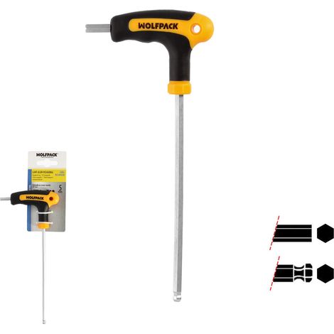 WOLFPACK LINEA PROFESSIONAL - Chiave a brugola con impugnatura bimateriale "Soft Touch" a forma di T da 5,0 mm. Acciaio al cromo vanadio, cacciavite a brugola, chiave esagonale (1/4)