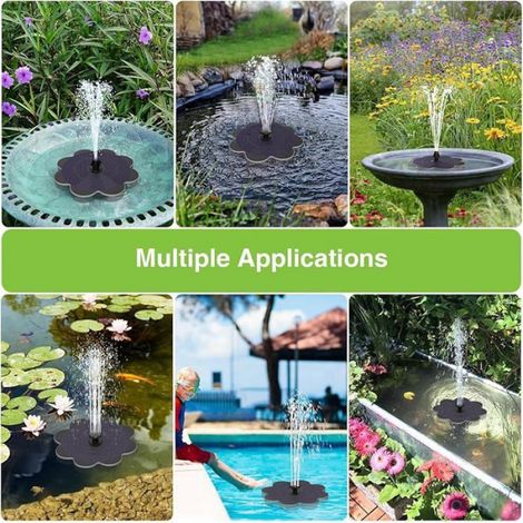 Fontaine Solaire - Pompe Pour Bassin Extérieur - 3,5 W - Batterie 2000 mAh - Fonctionne Par Temps Nuageux - 8 Modèles De Jet - Hauteur Jusqu'à 60 cm - 1 Pièce (1/5)