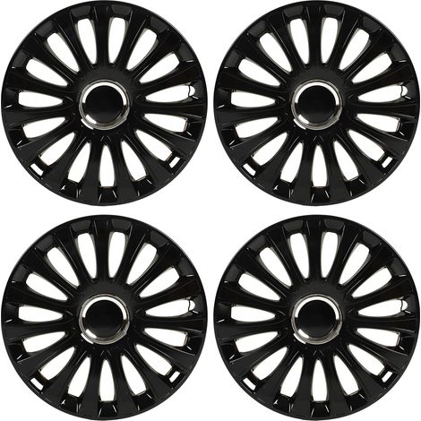 de 4 enjoliveurs de roue 15 pouces noir brillant recouvrant