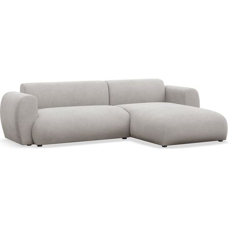 Selsey Emia – L-Form Ecksofa mit Schlaffunktion, Chenille-Stoff, rechts ausgerichtet, Hellgrau