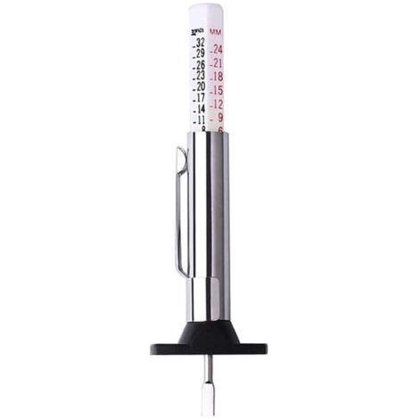 BUNTHAUS PA Reifenprofiltiefenmesser, Reifentiefenmesser, Länge 90 mm, für Auto, Fahrrad, Transporter, LKW, Motorrad, Standard-Digitalmessgerät aus Edelstahl, metrisch (1/4)