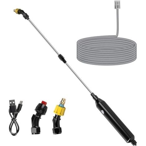 Pulvérisateur électrique pour plantes, poignée pistolet de jardin, 5 mètres de long, flexible, pour l'arrosage des fleurs et l'application de produits phytosanitaires (2000 mAh) (1/5)