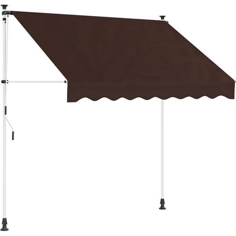 Auvent rétractable manuel marron 100 cm - Auvent de terrasse protection solaire jardin extérieur résistant (1/5)