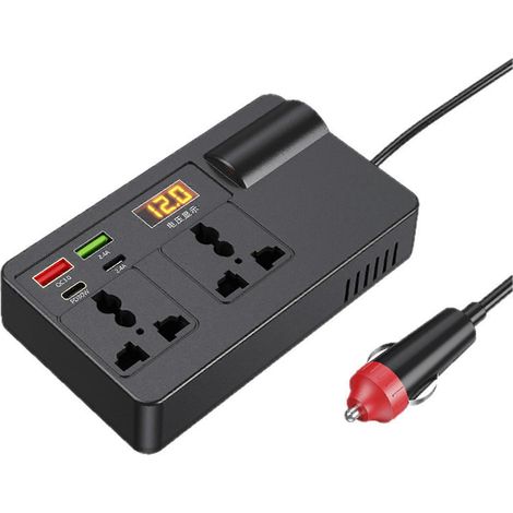 Convertisseur de puissance portable 12 V/24 V CC vers CA pour voiture - Économies d'énergie et charge rapide pour vos aventures. Avec affichage numérique. (1/5)