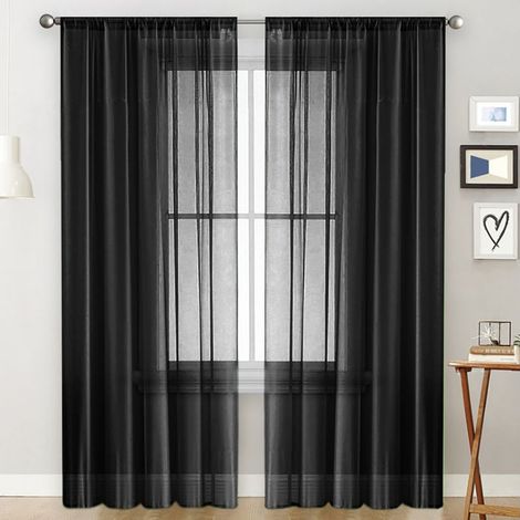 Rideaux Occultants Noir 2 Pièces 106x213cm Oeillets Semi-Occultants pour Salon Chambre Balcon Design Moderne (1/5)