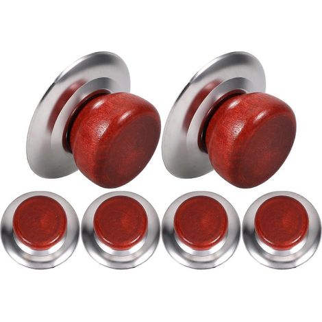 Boutons de couvercle de casserole compatibles avec les ustensiles de cuisine, lot de 6, robustes, en métal et bois. (1/5)