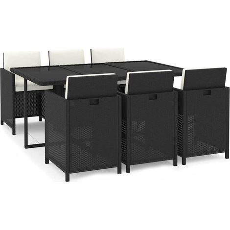 Maison Exclusive - Set de comedor de jardín 7 pzas y cojines ratá (1/5)