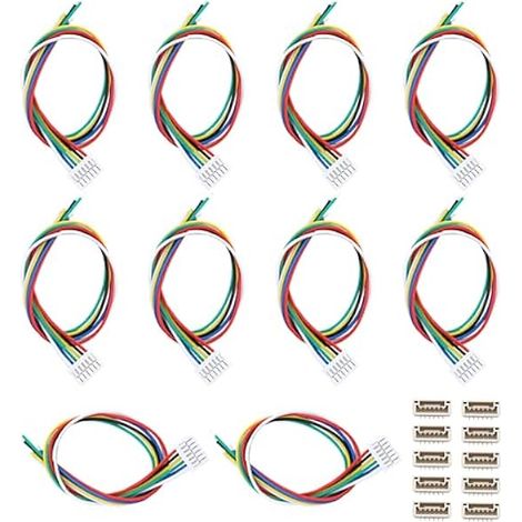 VGOL Lot de 10 Paires de Prises JST GH 1,25mm à 6 Broches avec Câbles de 150mm 28 AWG Adaptateur de Connecteur Mâle Et Femelle pour Robots éclairage Bandes LED (1/5)
