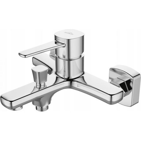 Invena Robinet de baignoire glamour - Chrome - Robinet mitigeur - Aérateur - Robinet de salle de bain