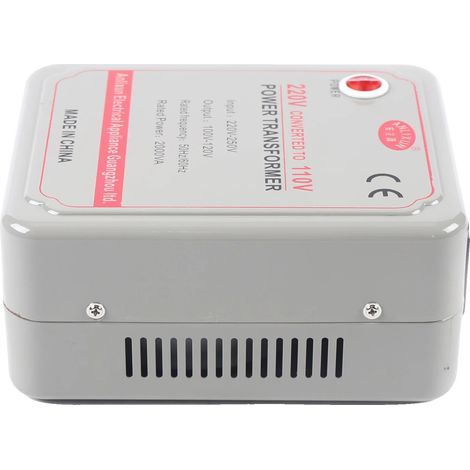 Convertidor de voltaje, capacidad de 2000 W, ajuste de potencia seguro, color blanco roto. (1/2)