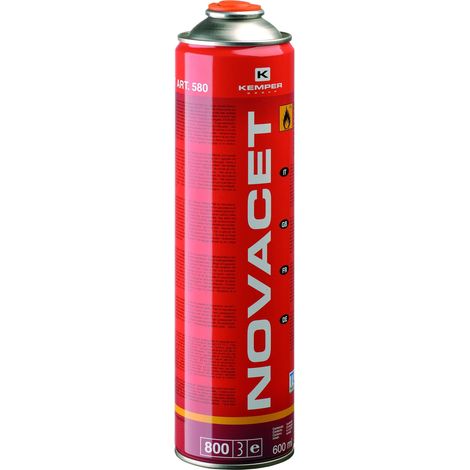 Kemper – Cartouche de gaz 600ml Novacet rouge – Propane-butane pour soudure et découpe à flamme – Valve à pas universel 7/16" (1/5)