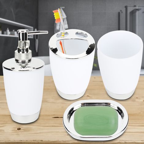Soavoa Ensemble Salle De Bain ZT-T215 Poubelle Et Brosse WC En PP Durable Moderne 6 Pièces (1/4)
