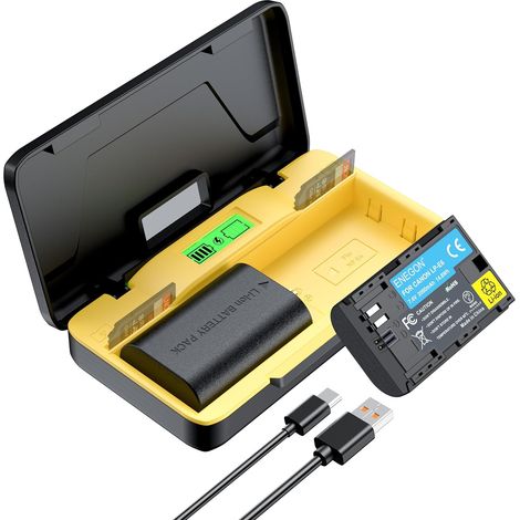 Chargeur Rapide de Stockage Double 20W (2X 2000mAh) Compatible avec EOS 5D, EOS 5D Mark II, EOS 6D, 7D, 60D, 70D, 80D, 90D, XC10, XC15, Écran LCD (1/5)