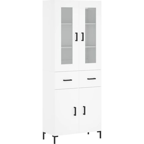 Credenza cassettiera mobile contenitore organizer cucina soggiorno salotto alto 695 x 34 x 180 cm legno ingegnerizzato bianco 020032749