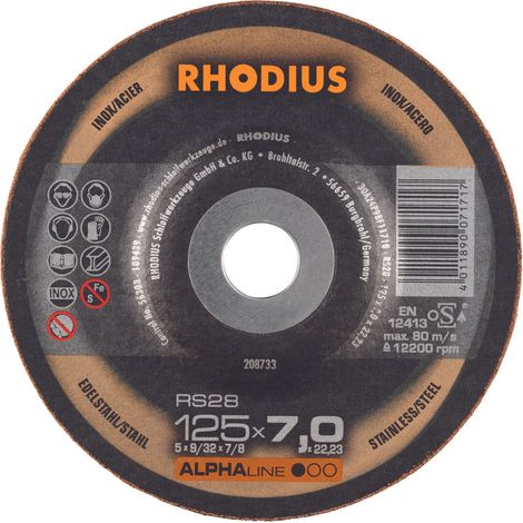 Disco de corte RS28 125 x 7,0mm Inox Rhodius(por 25)