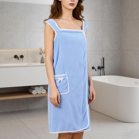 KOWOLL Peignoir de bain portable à séchage rapide pour femme, robe-serviette douce et absorbante avec poche, peignoir de spa ajustable pour les voyages (1/5)