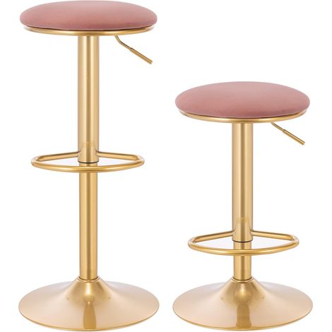 Woltu – Tabouret de bar réglable 61-82cm – Siège en velours et cadre métallique – Repose-pieds – Charge max 120kg – Pour cuisine et cafétéria (1/5)