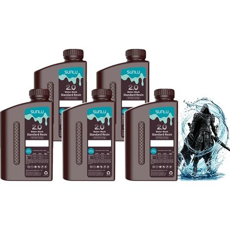 Resina per stampanti 3D, a basso odore, ad asciugatura rapida, 5 kg, colore nero. (1/2)