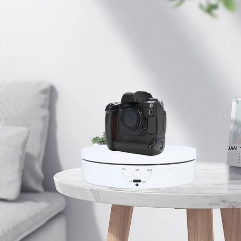 Présentoir à bijoux tournant intelligent 2 en 1 avec télécommande, plateau tournant électrique pour ornements, support de présentation rotatif, plateau tournant automatique blanc 2 en 1 avec télécomma (1/5)