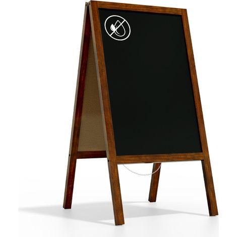 Chevalet Stop Trottoir avec Cadre en Bois Laqué 118x61cm, Chevalet Publicitaire