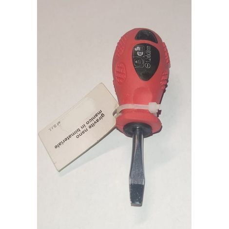 GIRAVITE NANO A TAGLIO 6x38MM - CON LAMAMAGNETICA IN ACCIAIO CROMO VANADIO - MANICO IN BIMATERIALE ROSSO/NERO 