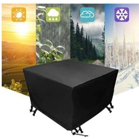 Housse pour mobilier de jardin,Housse de protection large pour salon de jardin carré 120x120x74cm Noir (1/5)