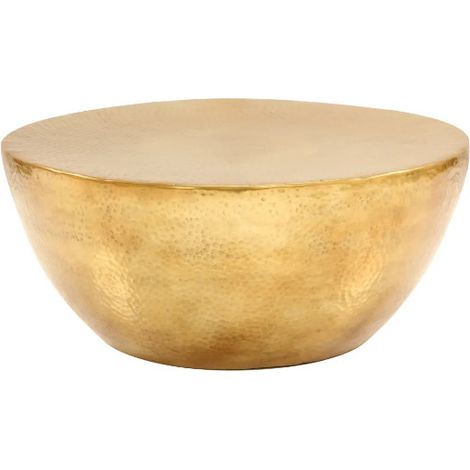 Les Tendances – Table basse ronde en métal martelé doré D 70cm – Hauteur 30cm – Design élégant pour salon moderne – Garantie 2 ans (1/5)