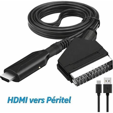 Câble HDMI vers Péritel - STRAßE TECH - 1080p - Plug and Play - Alimentation USB incluse - 100 cm