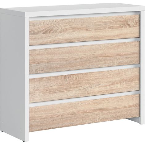 Kommode Soren mit 4 Schubladen, Holzoptik und Weiß, 105cm (1/3)