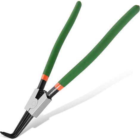 Pince à circlips extérieurs 13 pouces Mâchoires coudées 90° à bout forgé de 2.6 mm Pince robuste à ressort pour clips C et anneaux de retenue Manches orange/vert (1/5)