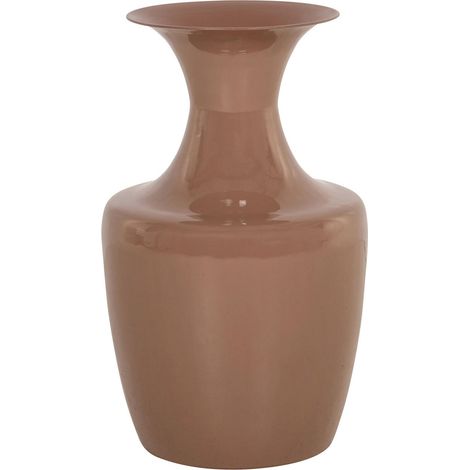 Vase décoratif marron silhouette intemporelle en fer élégant - marron chaud finition brillante (1/2)