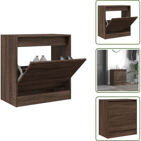 Schuhschrank Braun Eichen-Optik 60x34x63,5 cm Holzwerkstoff - Schuhschrank - Schuhregal - Holzwerkstoffmöbel - Garderobe - Einbauschrank