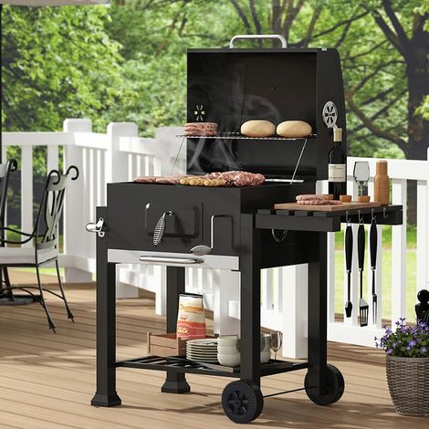 Outdoor Charcoal BBQ Grill with Portable Trolley Garden Grill (1/7)